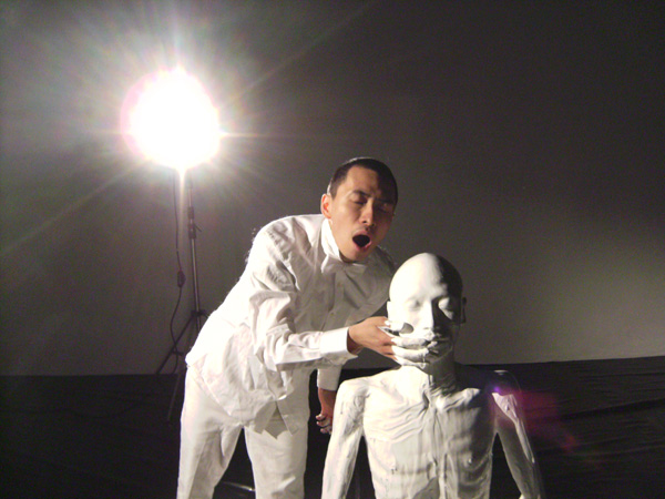 Terence Koh, "whaling", 2009, documentation of performance-installation.