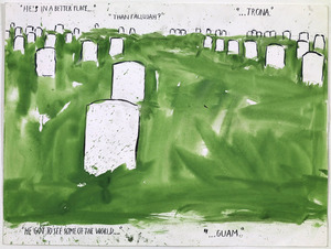 Raymond Pettibon, <i>No Title (He's in a)</i>, 2007, Pen, ink, and gouache on paper, 18 x 24 inche
