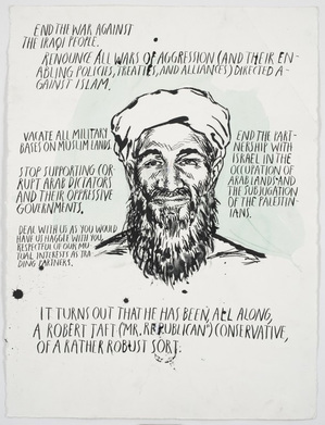 Raymond Pettibon, "No Title (End the War)," 2007, Pen, ink, and gouache on paper, 30 x 22 