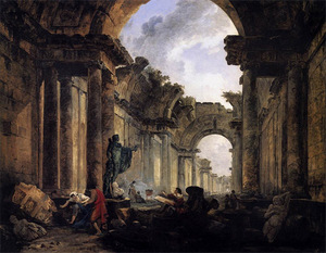 Hubert Robert, "Vue Imaginaire de la Grande Galerie en Ruines", 1796.