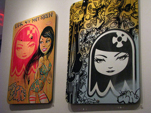 Some of the collaborative pieces (mashups) that include Matt Siren's iconic girl.