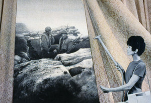 Martha 
Rosler, "Cleaning the Drapes", 1967-72, photomontage, dimensions unknown.  Via NYMag.com 