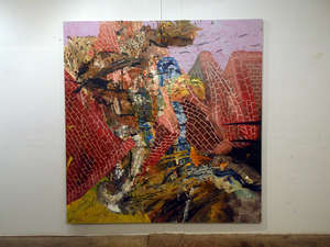 Andy Piedilato, ZigZag Brick Wall, 2008, oil, enamel, acrylic on canvas. Via the artist. 
